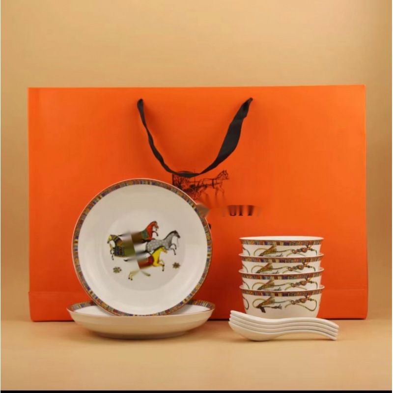 Juego de Vajilla Japonesa de Cerámica, Estilo Minimalista con Patrón Vertical, para Regalo