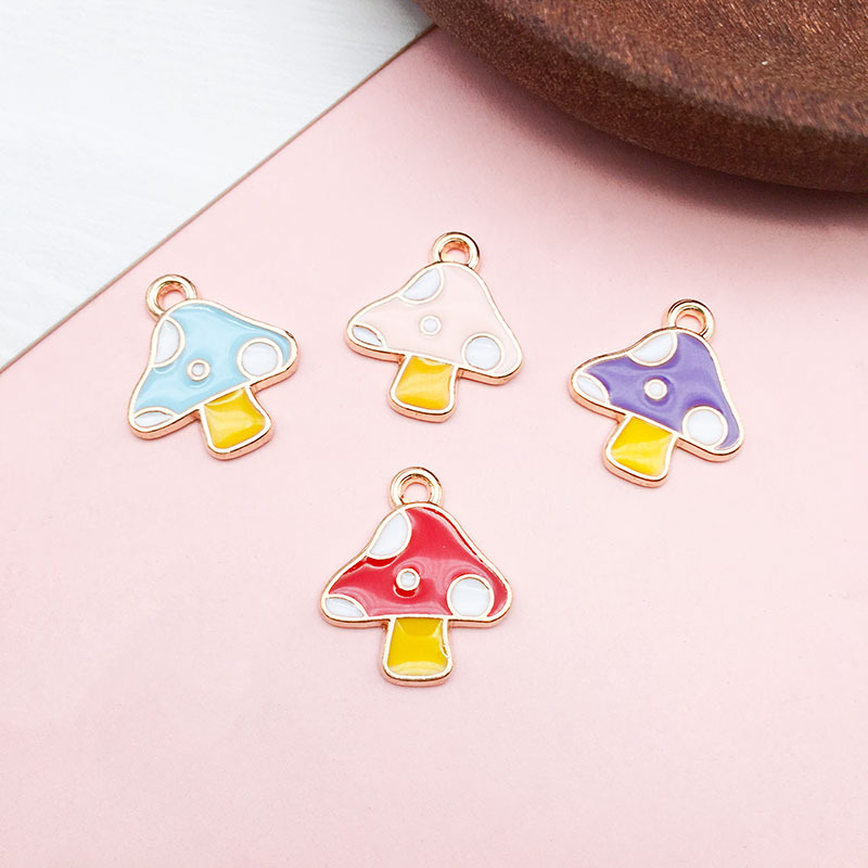 2g Weight Pendant Jewelry Making Type DIY Jewelry Accessories Classification 1 Piece Quantity Alloy Material Mushroom Pattern Enamel, Plating Design Cartoon Style Style 1 Piece Alloy Mushroom Pendant 4