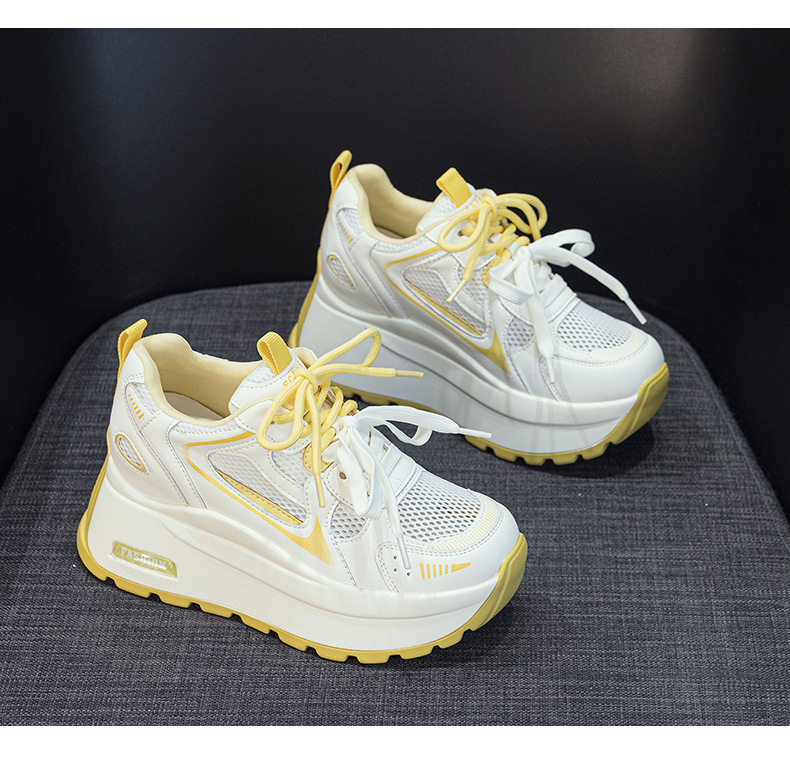 Giày sneaker nữ đế dày phong cách cổ điển, tăng chiều cao, phối màu xám vàng — Xám 5032-1, Vàng 5032-1 chi tiết 23