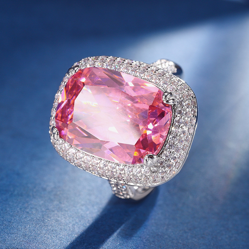 2024 nueva joyería Zhuang Shengsheng, fondo de cobre chapado en oro, tesoro de color de simulación, traje simple, rectangular gordo femenino 12*16