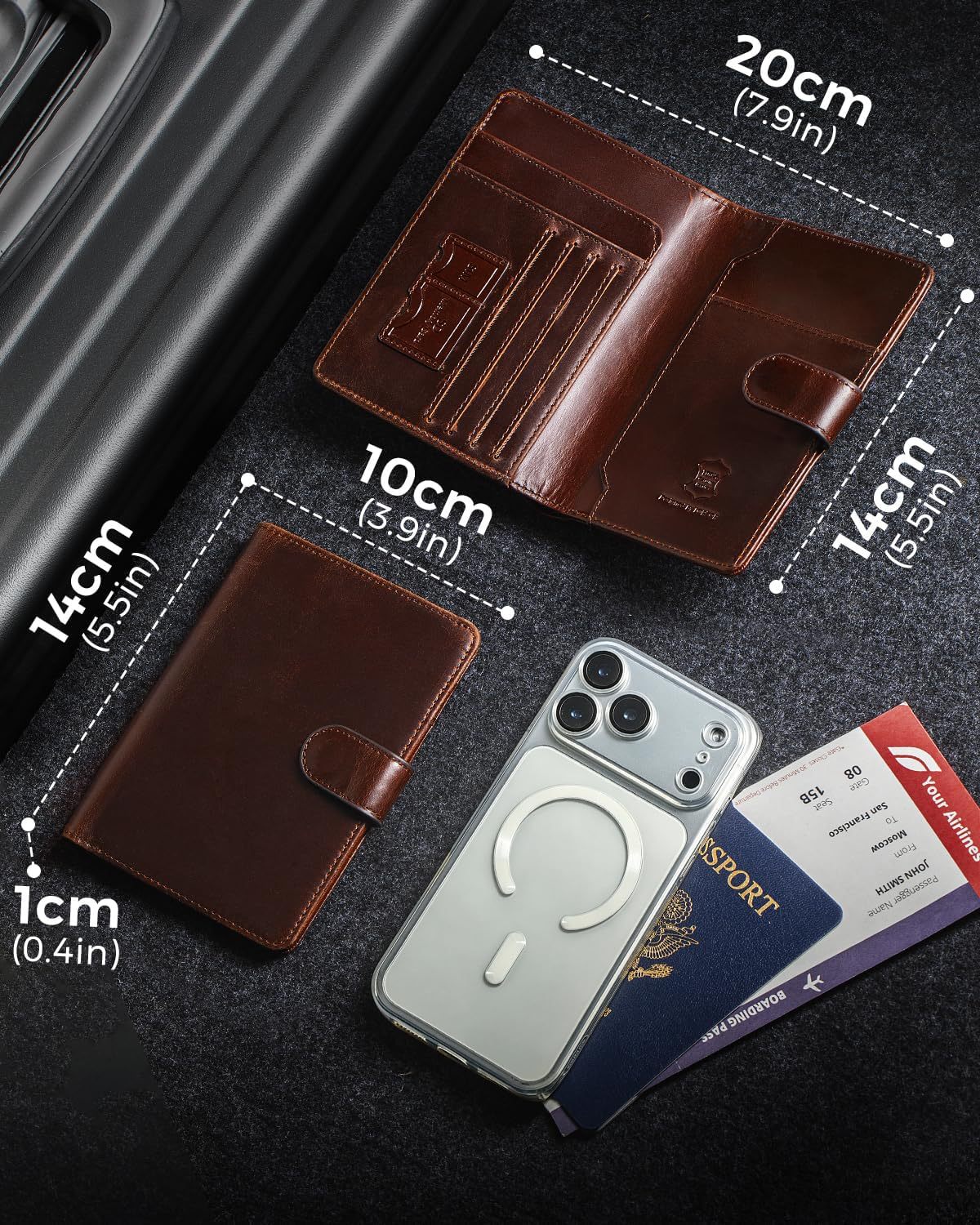 Wholesale Magnetic Snap RFID Blocking Passport Holder Multi-Function Multi-Card Slot Travel Organizer Document Pouch