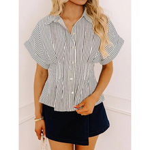 H 39094 Striped waist-cinched shirt ��������Ůʿ�����羳