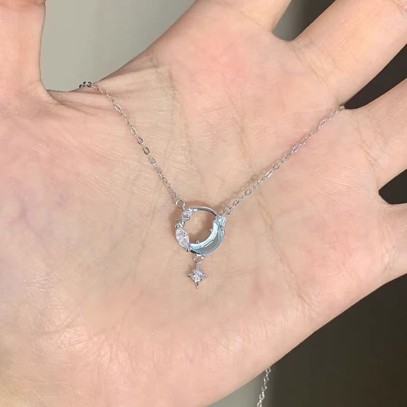 Pequeño Libro Rojo mismo estilo plata sueño-captura estrella río Luna collar mujer luz lujo nicho diseño todo partido no desvanecimiento clavícula cadena