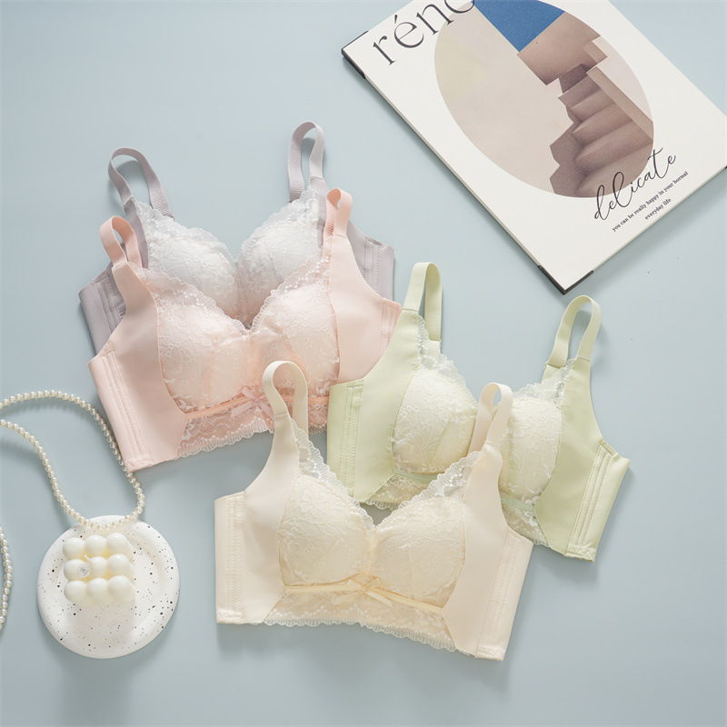 Three-Dimensional Cup-Shaped Push-Up Bra Without Underwire, Adjustable, Gathers Side Breasts, Provides Lift, Comfortable, Breathable, Lace Fixed Cup Underwear