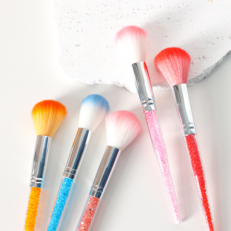 Princesa cepillo de uñas cepillo suelto polvo de uñas cepillo de rubor mango largo con tubo de perforación cepillo de limpieza de uñas polvo de uñas cepillo de polvo