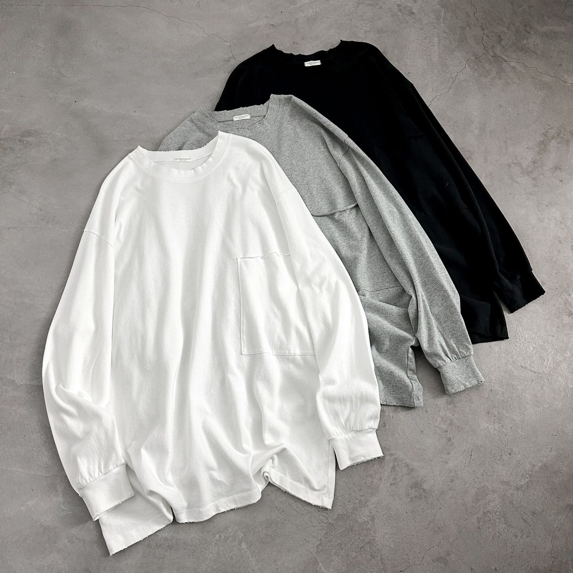 Korean quality control, washed cotton long pocket T-shirt, high-volume item, everyone needs multiple pieces, you'll never get tired of wearing it.