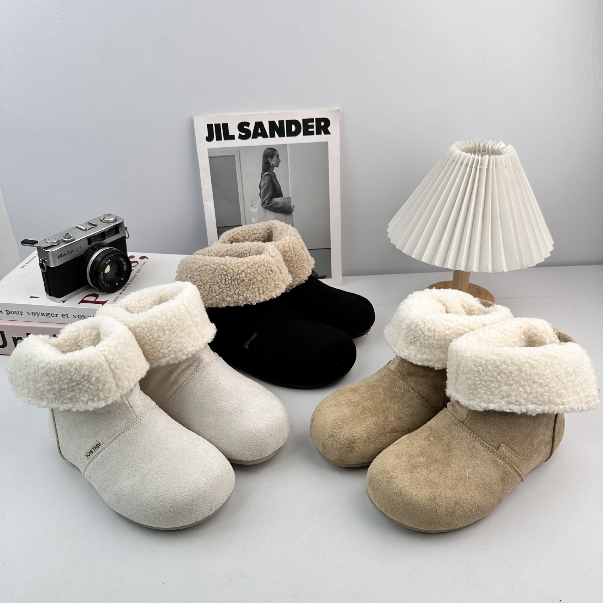 Far Wa2025 otoño y invierno botas de nieve cálidas botas de algodón con suela gruesa aumentando botas Bocken botas cortas para mujeres