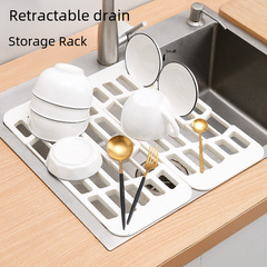 Extendable Drip Rack Sink Shelf Fruit Drain Tray Bowl Dish Filter Rack Kitchen Tableware Drain Storage Rack 