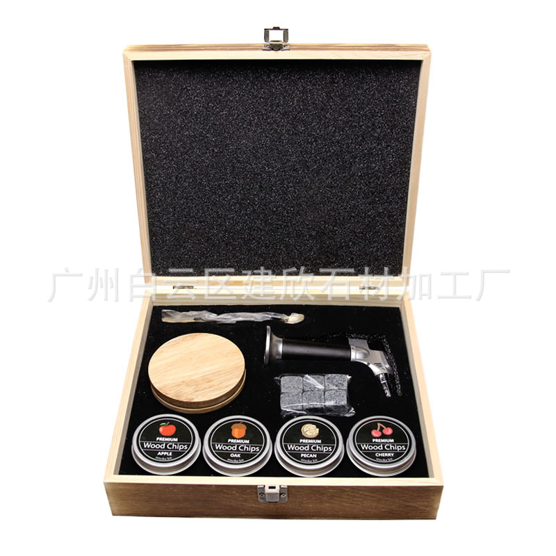 칵테일 흡연자 나무 상자 세트