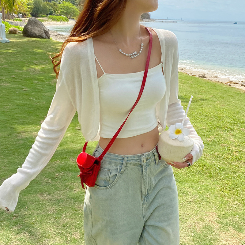 Ice Silk Cardigan Outerwear 2025 New Summer Tencel Sheer Summer Air-Conditioning Shirt Small Jacket Knitted Top Ice Silk Cardigan Outerwear 2025 New Summer Tencel Sheer Summer Air-Conditioning Shirt Small Jacket Knitted Top