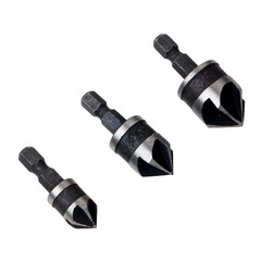 Cross-border 90-degree hex handle five-blade chamfering tool Three-piece set 12/16/19 chamfering spade drill woodworking hole opener
