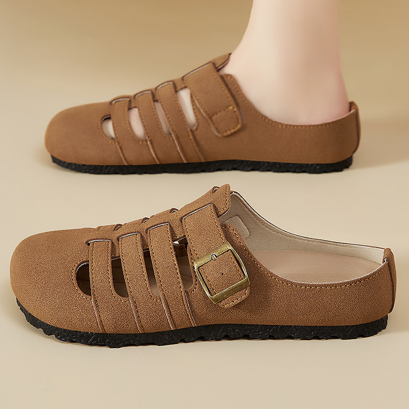 Zapatos de mujer de verano nuevo hueco hueso de pescado zapatillas de cabeza de zapatillas para usar un alto sentido de un pie de zapatos de mujer