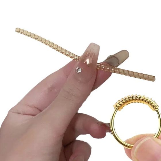 Golden Transparent Plastic Invisible Ring Adjusting Artifact Adjusting Size Spring Rope Transparent Telephone Line Ring Adjuster