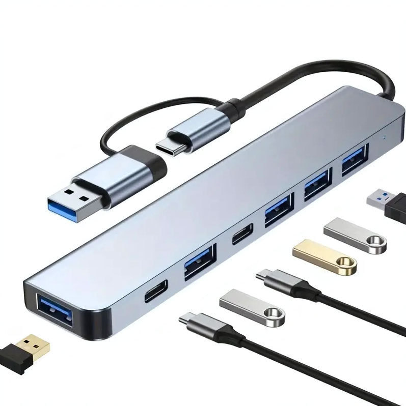 8-in-1 Type-C Docking Station Two-In-One Multi-Function Hub Hub Laptop Card Reader USB Docking Station