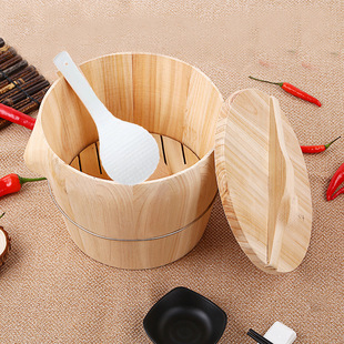 Wooden Steaming Bucket for Home Use, Commercial-Sized Wooden Steaming Bucket for Rice, Magical Steaming Bucket for Glutinous Rice, Breathable Wooden Steaming Bucket