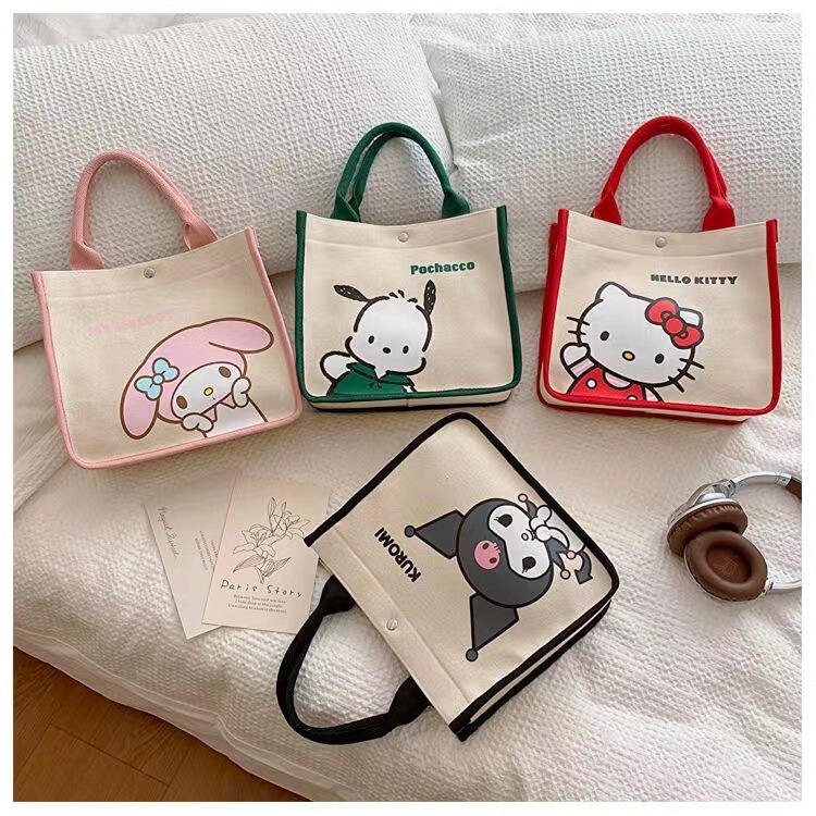 Cute Canvas Bag Tote Bag Large Capacity Hand Carry Commuter Lunch Box Bag Toiletry Bag Women's Bag New Cartoon Small Fresh Cute Canvas Bag Tote Bag Large Capacity Hand Carry Commuter Lunch Box Bag Toiletry Bag Women's Bag New Cartoon Small Fresh
