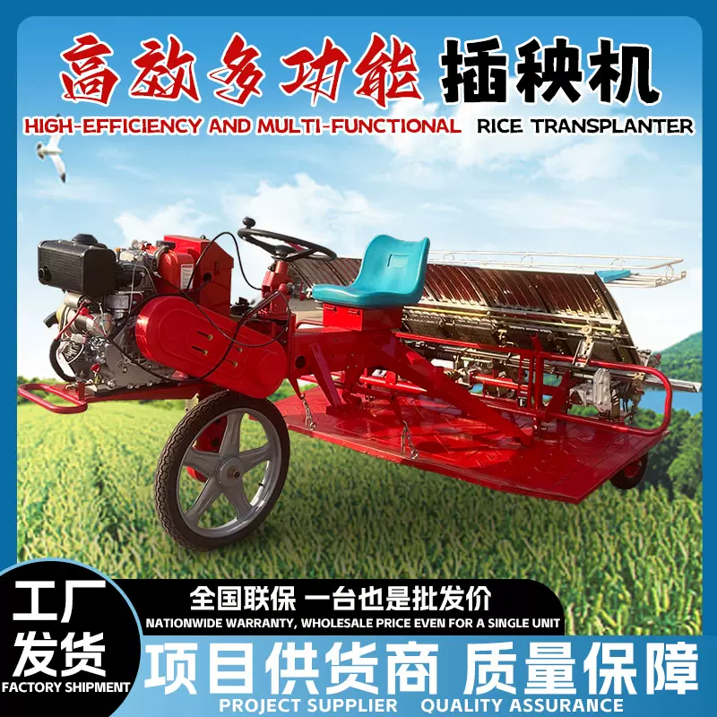 跨境版独轮乘坐式插秧机高速水稻种植插秧机育苗机全自动水田秧苗