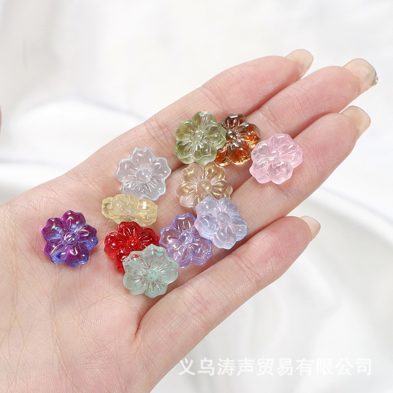 メーカー直販亜瑠璃五弁穿孔花珠diy漢服補助材料ブレスレットネックレスカチューシャアクセサリー部品|undefined