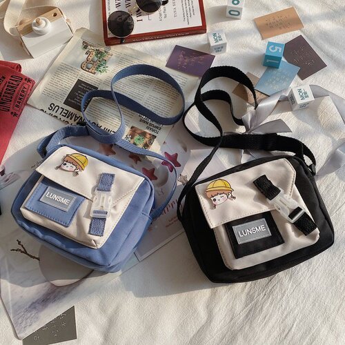 Cute canvas bag women's crossbody  new Korean version ins Japanese style Harajuku simple student literary shoulder bag