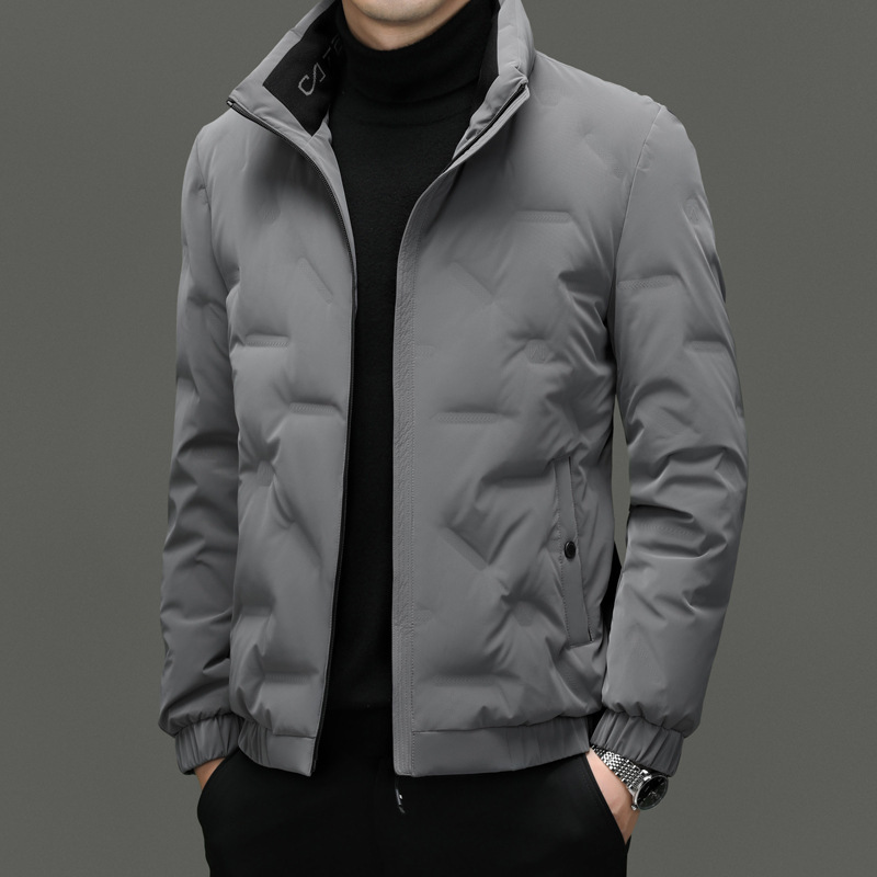 羽绒服男短款羽绒服男立领中年夹克冬季保暖休闲爸爸装外套新国标