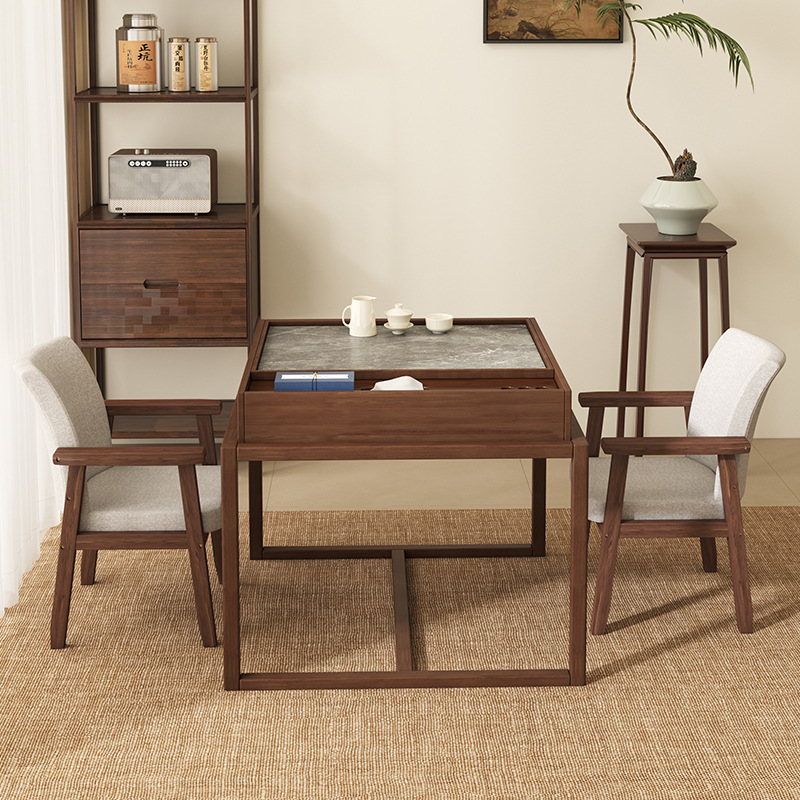 Mesa de té de madera sólida del balcón, nueva mesa cuadrada china, mesa casera simple, mesa de té cuadrada Zen casual