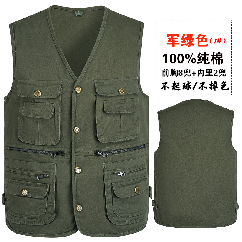 Exportación de comercio exterior chaleco negro de primavera y otoño para hombres con logotipo de impresión de bolsillo al por mayor de 300 jin chaleco clip