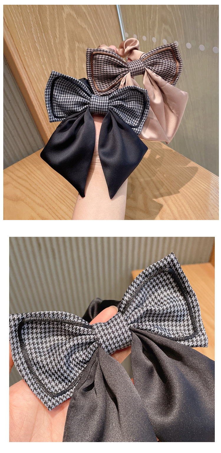 Autumn And Winter Houndstooth Knot Bow Ribbon Bow Hair Tie Headband display picture 5