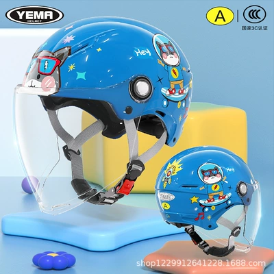 Summer Electric Motorcycle, Kids and — Motosiklet kaskı (dəbilqə) - summer-style-elegant-blue-skateboard-puppy-transparent-long-lens