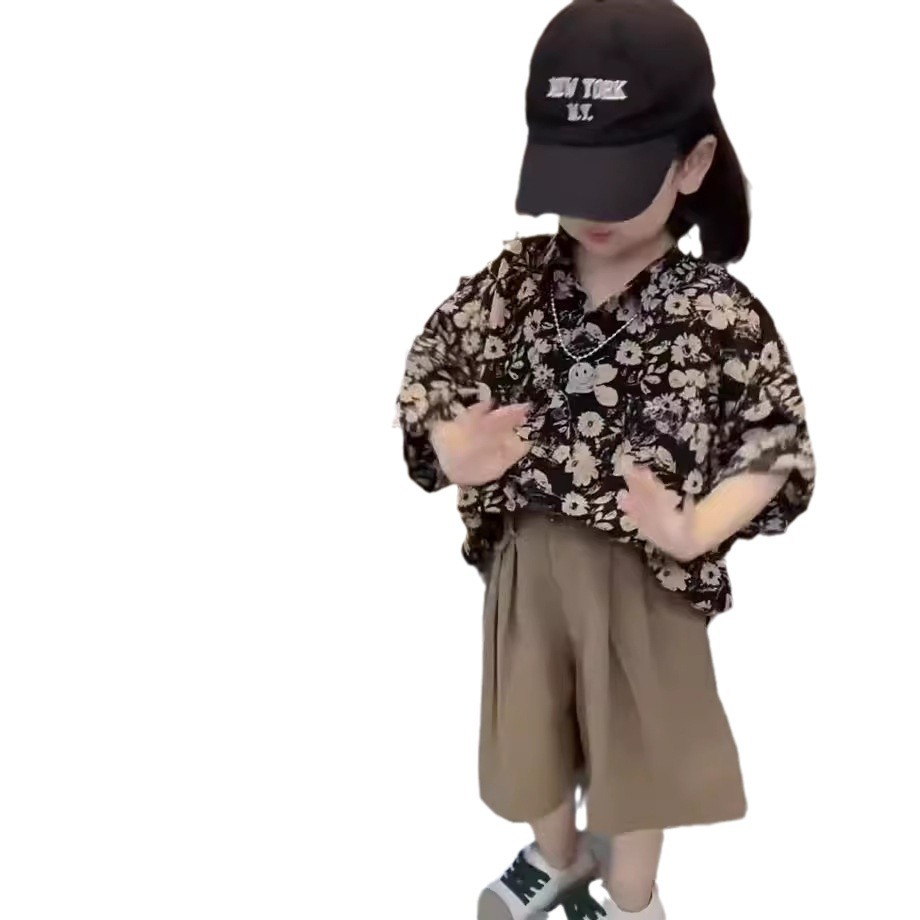 Ropa para padres e hijos verano nueva suelta retro Hong Kong estilo diseño sentido nicho flor camisa Ruan guapo camisa casual ropa de hombre