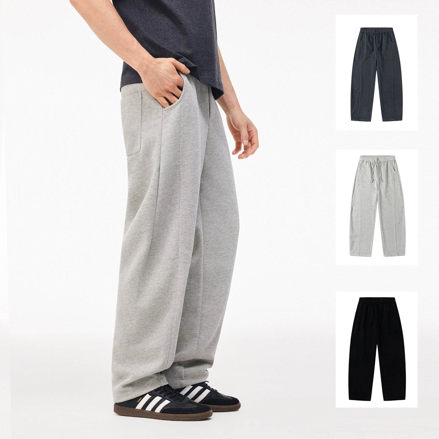 2026 Spring/Summer New American Style Commuter Comfortable Versatile Casual Structured Split Sweatpants Loose Straight Pants Unisex