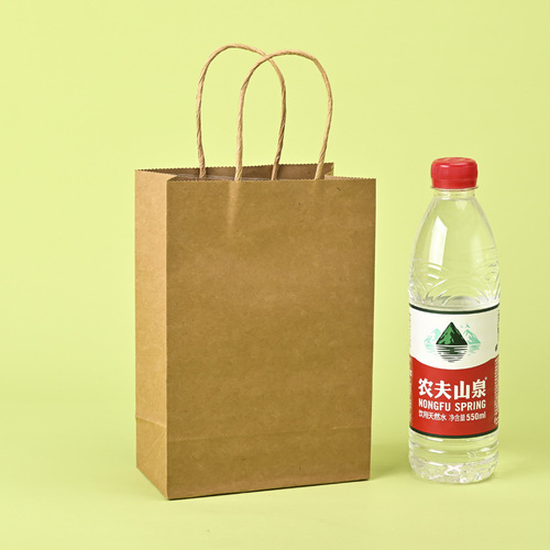Kraft Paper Bags, Tote Bags for Milk Tea, Coffee, and Food Delivery—Thickened, Customizable in Small Batches