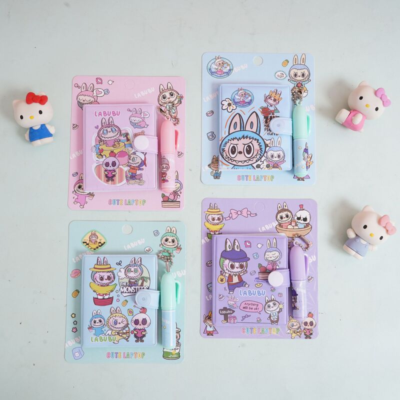外国貿易の布の学生のポケットのメモ帳のLABUBUはペンの小さい本の文房具のスーツを持って携帯して本をつないで越境します。|undefined