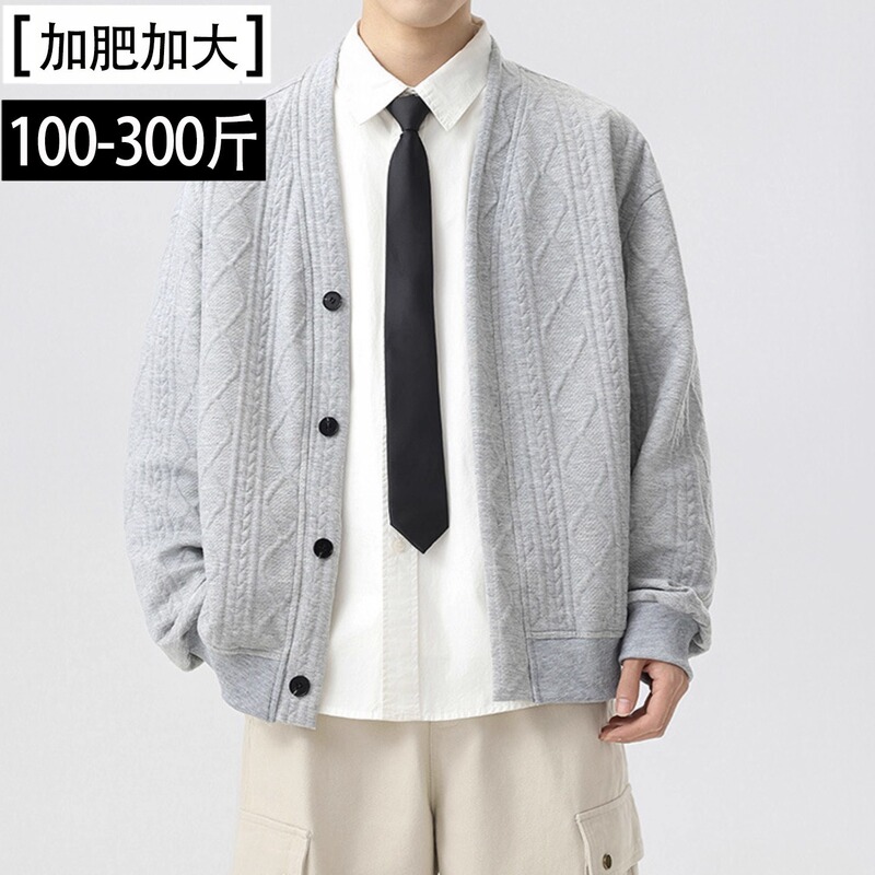 8XL Men's Knitwear Autumn 2025 New Style Plus Size Oversized Cardigan Jacket Loose Thick Sweatshirt