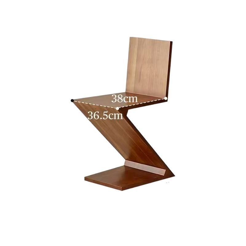 中古椅子复刻Zigzagchair设计师餐椅创意实木靠背中古风餐椅z字椅|undefined
