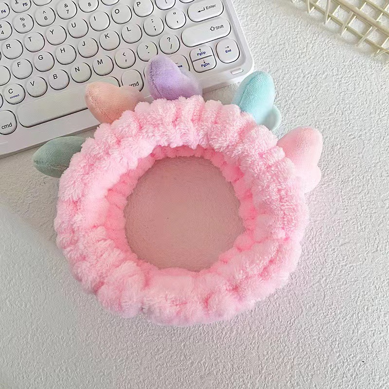 Cuidado estereoscópico adornos de pelo rojo net lavado facial especial banda de pelo máscara de maquillaje banda de pelo lavado toalla de peluche