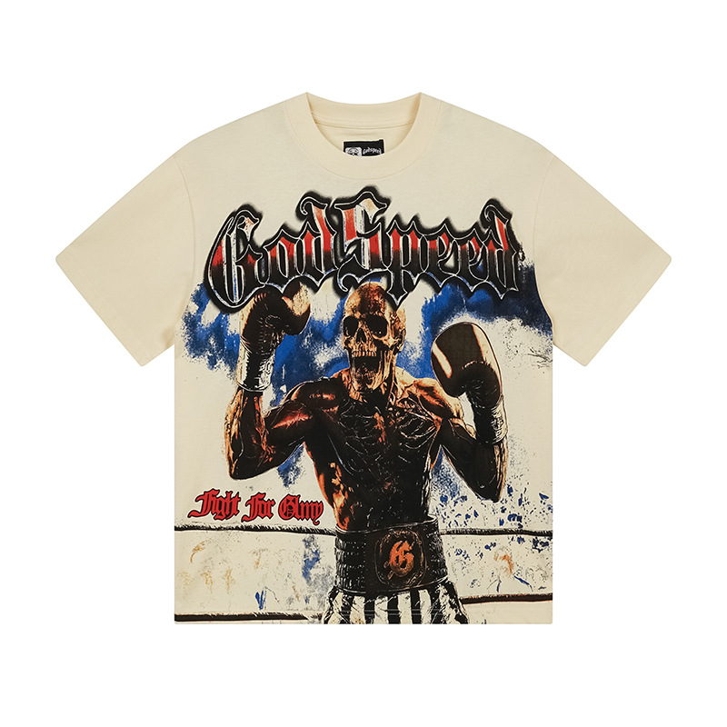 Al por mayor transfronterizo MideaGO Skull Metal Rock Band Robot camiseta de base de algodón suelta camiseta de manga larga