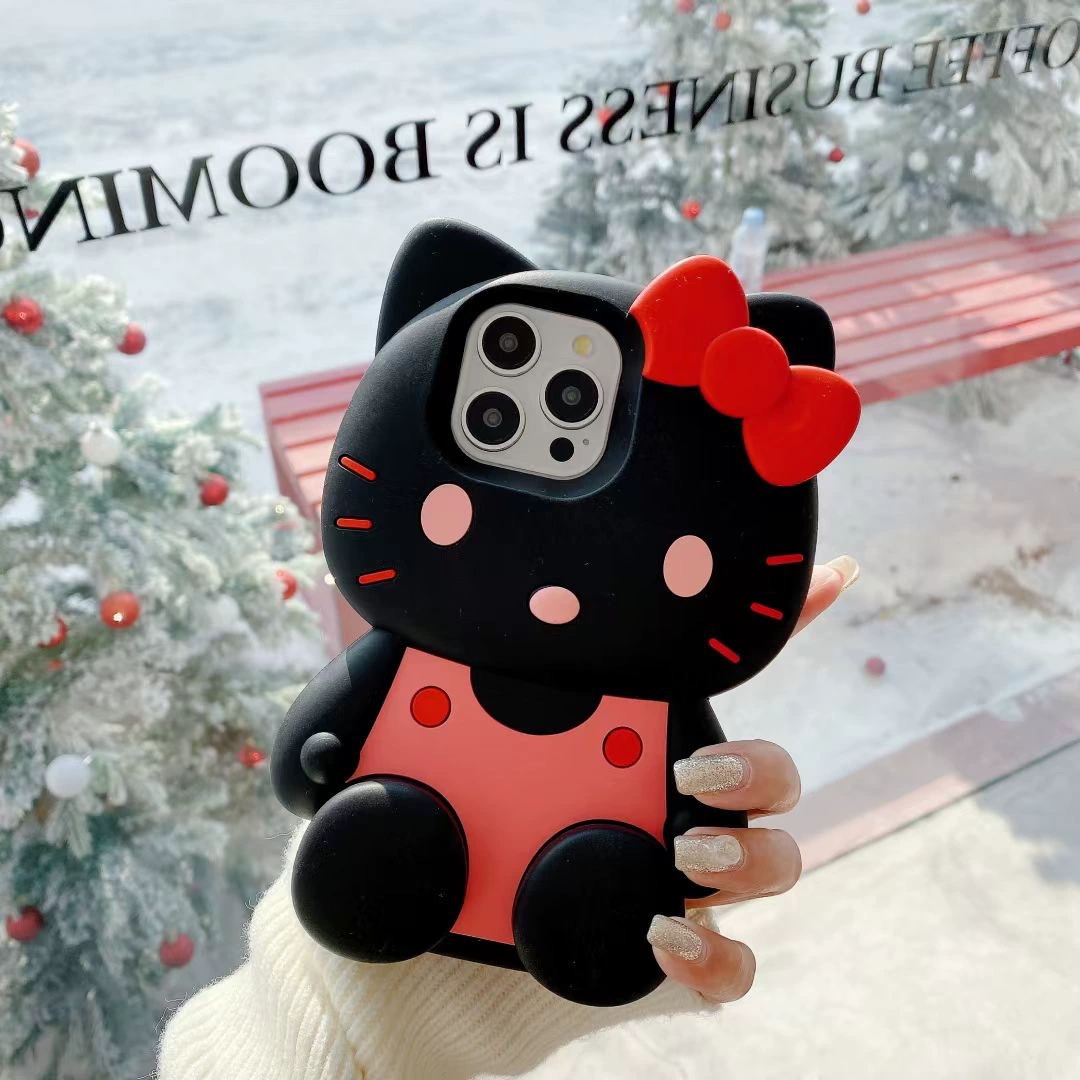 Корпус для телефона Hello Kitty силиконовый трубка-станция, милый мультяшный дизайн, совместим с iPhone 11–16