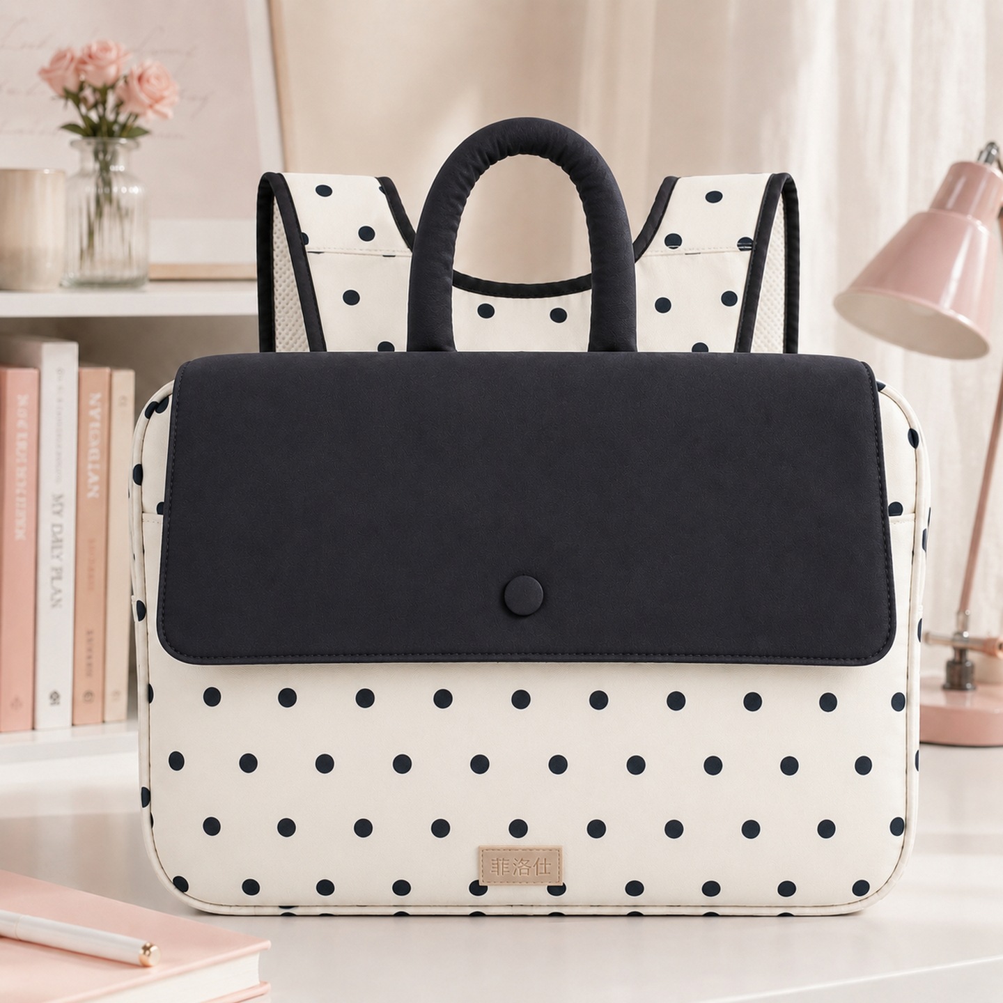 Manufacturer Wholesale Cross-Border E-Commerce Supply of Goods, Polka Dot Color-Blocking Laptop Bag, Large Capacity Commuter Travel Bag