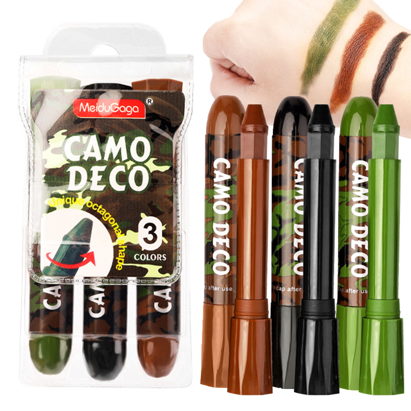 Cross-border three-color camouflage stick three-color face…
