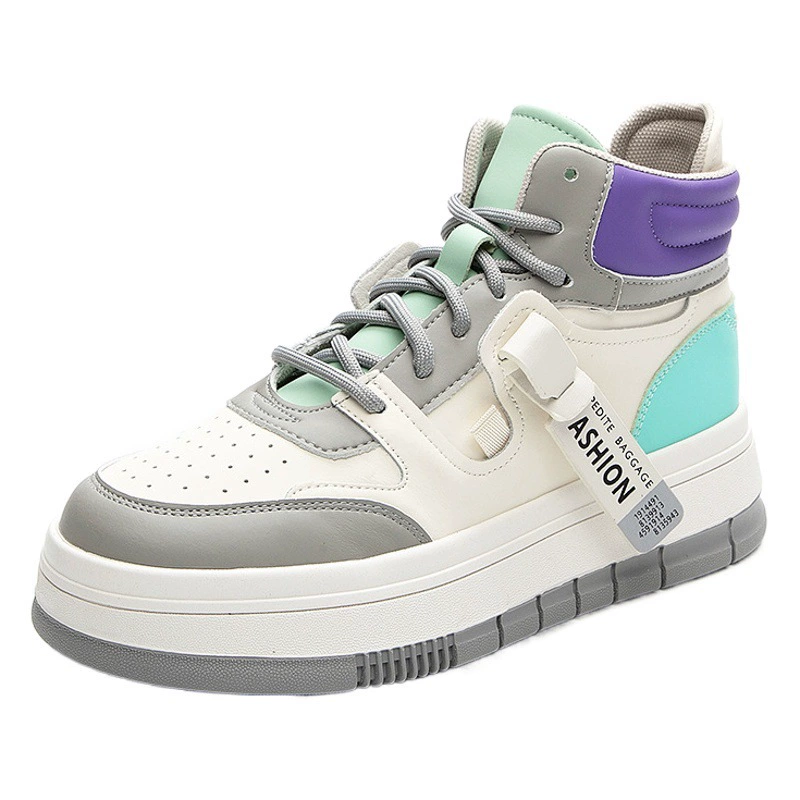 Корейские стильные высокие кроссовки для женщин 2025, новые осенне-зимние универсальные повседневные кеды, плоские белые туфли, модный стиль