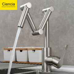 Copper foldable kitchen faucet dish basin sink extendable hot and cold faucet seated swivel water faucet