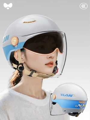 Motosiklet kaskı (dəbilqə) Four-Season Winter Half Helmet Battery - 3c-ice-crystal-gray-external-long-double-mirror-class-a-new-national-standard-one-size-fits-all