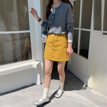 赛迪~灯芯绒半身裙2025新款小个子女韩系复古高腰显瘦包臀a字裙子