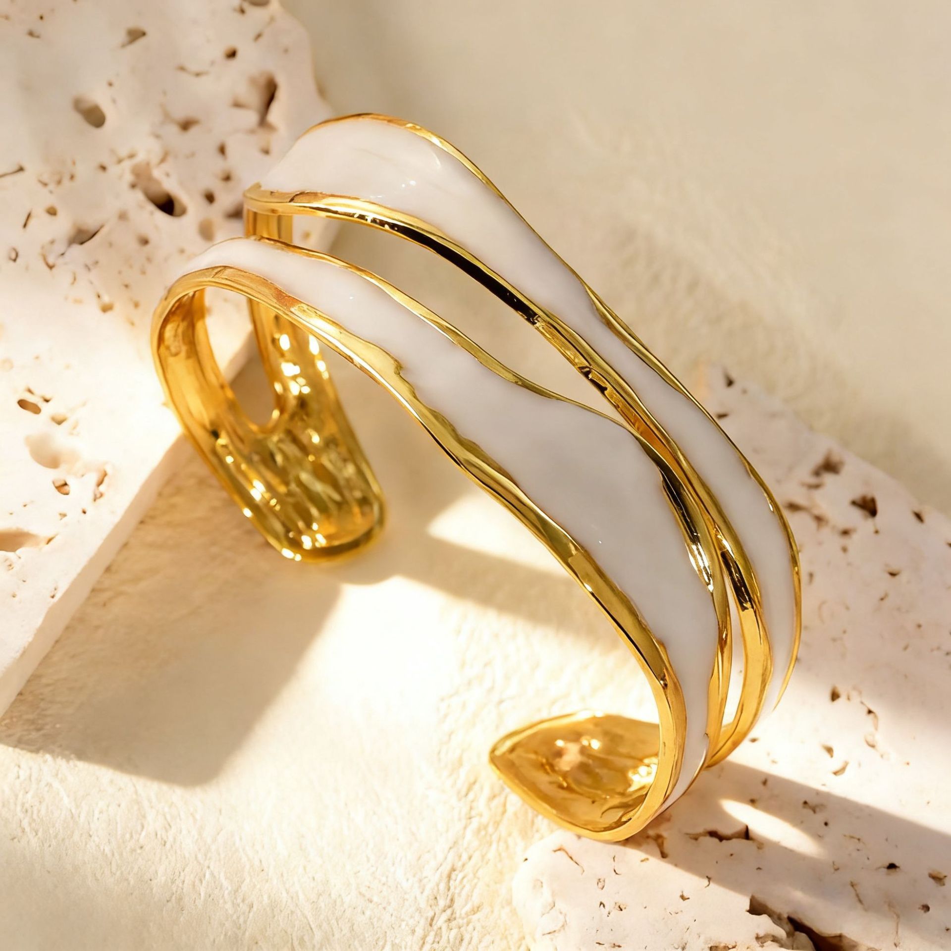 Pulsera doble irregular blanca