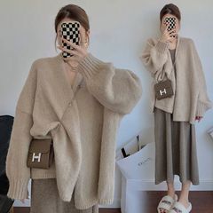 孕妇装秋装连衣裙网红套装时尚秋款2025新款春秋季毛衣外套女冬装
