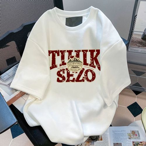 2025 Summer New Men's and Women's Short-Sleeve T-shirts Trendy Casual Loose Top Streetwear Couple Set Base Shirt Fashion