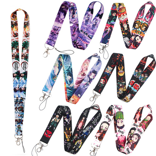 Cartoon anime Demon Slayer mobile phone lanyard ID camera tag key chain bus badge lanyard wholesale