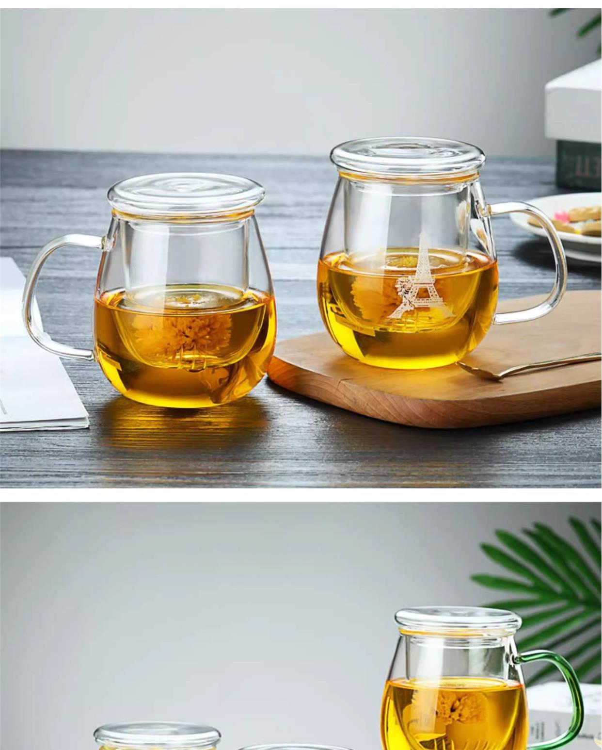 Heat-Resistant Glass Tea Tumbler 350ml with Infuser and Straw for Loose Leaf and Flower Tea preparation