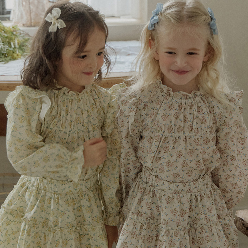 Primavera 2024 fresa Shan Corea del Sur niñas algodón floral Feier camisa de manga larga preventa