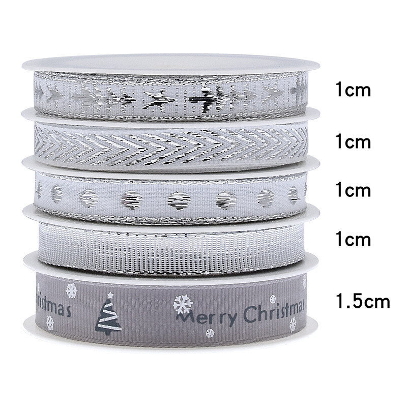 Nuevo paquete de regalo de impresión transfronteriza de cintas de Navidad de decoración de árbol de Navidad bordado jacquard set